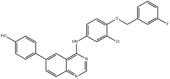 Phenol, 4-[4-[[3-chloro-4-[(3-fluorophenyl)methoxy]phenyl]amino]-6-quinazolinyl]- 结构式