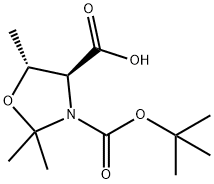 (4S,5R)-3-(叔丁氧基羰基)-2,2,5-三甲基噁唑烷-4-羧酸 结构式