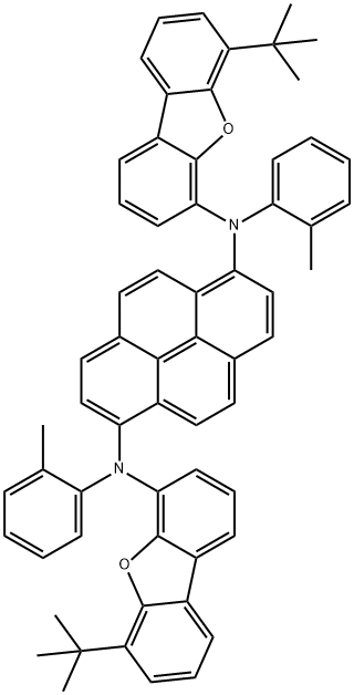 N,N'-BIS(2-METHYLPHENYL)-N,N'-BIS(6-TERT-BUTYLDIBENZOFURAN-4-YL)PYRENE-3,8-DIAMINE 结构式