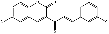 6-Chloro-3-[(2E)-3-(3-chlorophenyl)-1-oxo-2-propen-1-yl]-2H-1-benzopyran-2-one 结构式