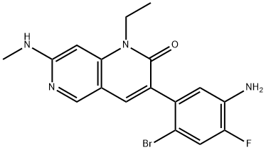 1,6-Naphthyridin-2(1H)-one, 3-(5-amino-2-bromo-4-fluorophenyl)-1-ethyl-7-(methylamino)- 结构式