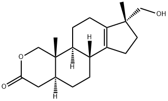 17α-Hydroxymethyl-17β-methyl-18-nor-2-oxa-5α-androst-13-en-3-one 结构式