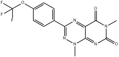Pyrimido[5,4-e]-1,2,4-triazine-5,7(1H,6H)-dione, 1,6-dimethyl-3-[4-(trifluoromethoxy)phenyl]- 结构式
