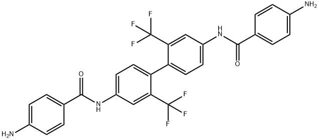 N,N'-(2,2'-双(三氟甲基)-[1,1'- 二联苯基]-4,4'-二基)双(4-氨基苯甲酰胺) 结构式