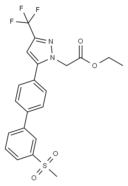乙基2-[5-[3'-(甲基磺酰基)联苯基-4-基]-3-(三氟甲基)-1H-吡唑-1-基]乙酸酯 结构式