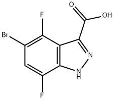 5-Bromo-4,7-difluoro-1H-indazole-3-carboxylic acid 结构式