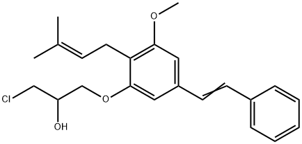 2-Propanol, 1-chloro-3-[3-methoxy-2-(3-methyl-2-buten-1-yl)-5-(2-phenylethenyl)phenoxy]- 结构式