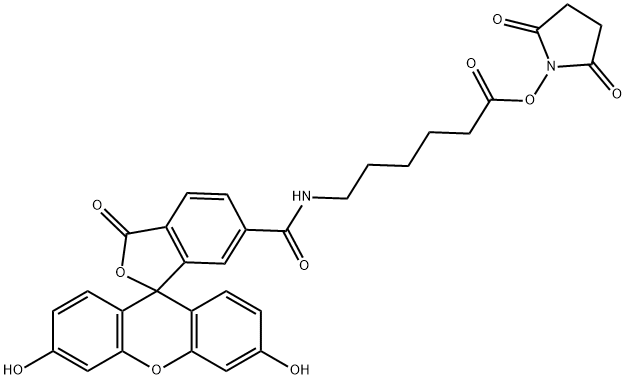 5(6)-Carboxyfluorescein-hexanoic acid 结构式