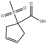1-(甲磺酰基)环戊-3-烯-1-甲酸 结构式