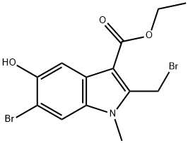 ethyl 6-bromo-2-(bromomethyl)-5-hydroxy-1-methyl-1H-indole-3-carboxylate 结构式