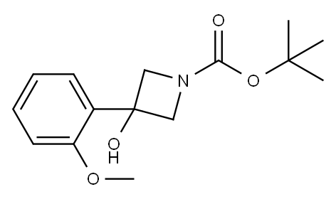 3-羟基-3-(2-甲氧基苯基)氮杂环丁烷-1-羧酸叔丁酯 结构式