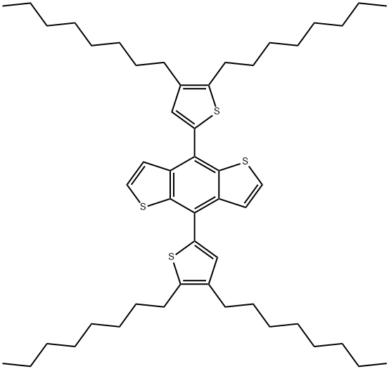 4,8-双(4,5-二辛基噻吩-2-基)苯并[1,2-B:4,5-B']二噻吩 结构式