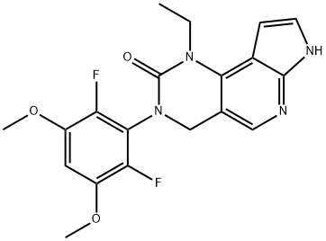 3-(2,6-二氟-3,5-二甲氧基苯基)-1-乙基-1,3,4,7-四氢-2H-吡咯并[3',2':5,6]吡啶并[4,3-D]嘧啶-2-酮 结构式
