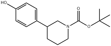 3-(4-羟基苯基)哌啶-1-羧酸叔丁酯 结构式