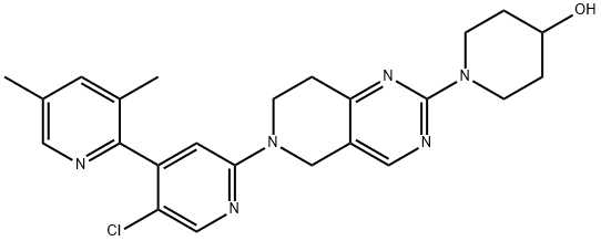 4-Piperidinol, 1-[6-(5'-chloro-3,5-dimethyl[2,4'-bipyridin]-2'-yl)-5,6,7,8-tetrahydropyrido[4,3-d]pyrimidin-2-yl]- 结构式