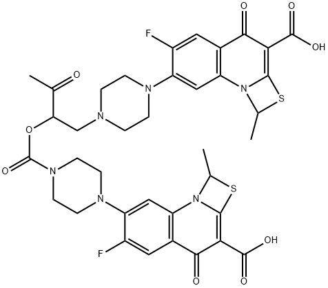 7-[4-[2-[[[4-(3-Carboxy-6-fluoro-1-methyl-4-oxo-1H,4H-[1,3]thiazeto[3,2-a]quinolin-7-yl)-1-piperazinyl]carbonyl]oxy]-3-oxobutyl]-1-piperazinyl]-6-fluoro-1-methyl-4-oxo-1H,4H-[1,3]thiazeto[3,2-a]quinoline-3-carboxylic acid 结构式