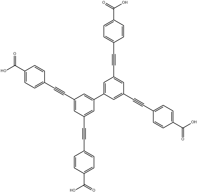 4,4',4'',4'''-([1,1'-biphenyl]-3,3',5,5'-tetrayltetrakis(ethyne-2,1-diyl))tetrabenzoic acid 结构式