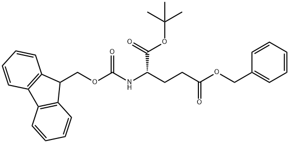 L-Glutamic acid, N-[(9H-fluoren-9-ylmethoxy)carbonyl]-, 1-(1,1-dimethylethyl) 5-(phenylmethyl) ester 结构式