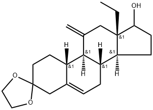 Gon-5-en-3-one, 13-ethyl-17-hydroxy-11-methylene-, cyclic 1,2-ethanediylacetal 结构式