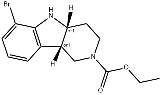 2H-Pyrido[4,3-b]indole-2-carboxylic acid, 6-bromo-1,3,4,4a,5,9b-hexahydro-, ethyl ester, (4aR,9bS)-rel- 结构式