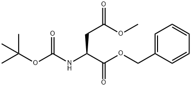 (S)-1-苄基 4-甲基 2-((叔丁氧羰基)氨基)琥珀酸酯 结构式