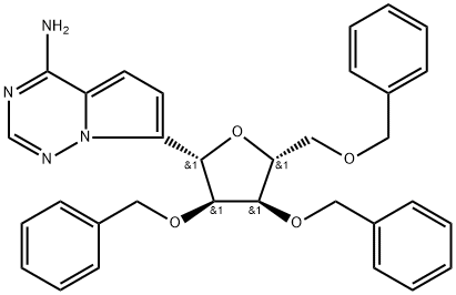 D-Ribitol, 1-C-(4-aminopyrrolo[2,1-f][1,2,4]triazin-7-yl)-1,4-anhydro-2,3,5-tris-O-(phenylmethyl)-, (1S)- 结构式