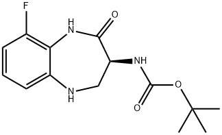 (S)-叔丁基(9-氟-2-氧代-2,3,4,5-四氢-1H-苯并[B][1,4]二氮杂-3-基)氨基甲酸酯 结构式