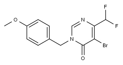 4(3H)-Pyrimidinone, 5-bromo-6-(difluoromethyl)-3-[(4-methoxyphenyl)methyl]- 结构式