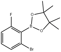 2-(2-溴-6-氟苯基)-4,4,5,5-四甲基-1,3,2-二氧杂硼戊烷 结构式