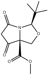 1H,3H-Pyrrolo[1,2-c]oxazole-7a(5H)-carboxylic acid, 3-(1,1-dimethylethyl)dihydro-5,7-dioxo-, methyl ester, (3R,7aR)- 结构式