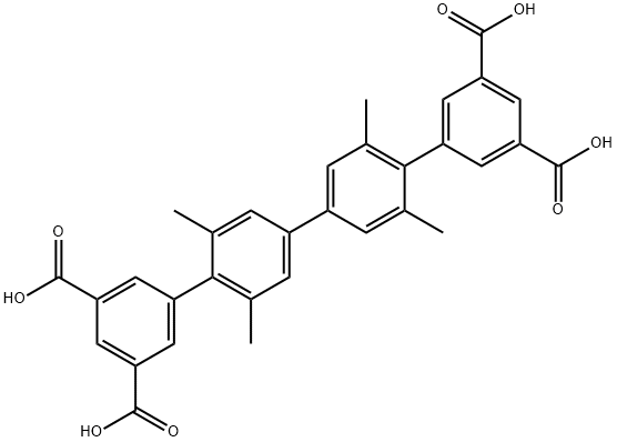 2',3'',5'',6'-四甲基-[1,1': 4',1":4",1"']-四联苯-3,3'", 5,5'"-四甲酸 结构式