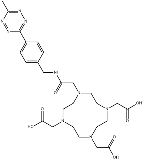 1,4,7,10-Tetraazacyclododecane-1,4,7-triacetic acid, 10-[2-[[[4-(6-methyl-1,2,4,5-tetrazin-3-yl)phenyl]methyl]amino]-2-oxoethyl]- 结构式