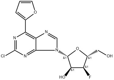 2-Chloro-6-(furan-2-yl)purine-beta-D-(3'-deoxy-3'-fluoro)riboside 结构式
