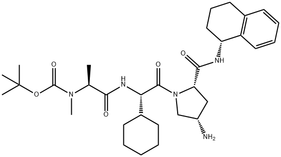 ((S)-1-(((S)-2-((2S,4S)-4-氨基-2-(((R)-1,2,3,4-四氢萘-1-基)氨基甲酰基)吡咯烷-1-基)-1-环己基-2-氧代乙基)氨基)-1-氧代丙-2-基)(甲基)氨基甲酸叔丁酯 结构式