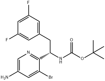 (S)-(1-(5-(3-氨基-3-溴吡啶-2-基)-2-(3,5-二氟苯基)乙基)氨基甲酸酯叔丁基 结构式