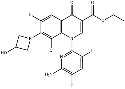 1-(6-Amino-3,5-difluoro-2-pyridinyl)-8-chloro-6-fluoro-1,4-dihydro-7-(3-hydroxy-1-azetidinyl)-4-oxo-3-quinolinecarboxylic acid ethyl ester 结构式