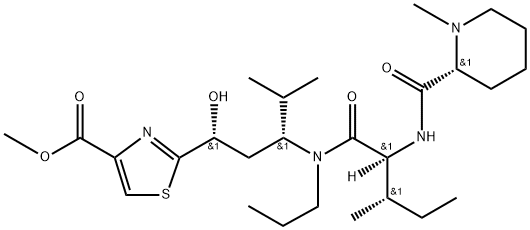 methyl 2-((1R,3R)-1-hydroxy-4-methyl-3-((2S,3S)-3-methyl-2-((R)-1-methylpiperidine-2-carboxamido)-N-propylpentanamido)pentyl)thiazole-4-carboxylate 结构式