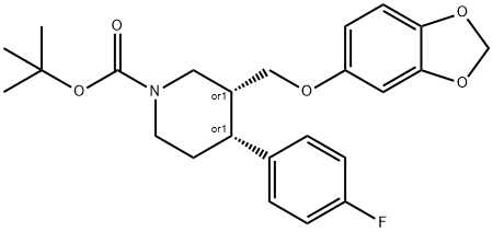 1-Piperidinecarboxylic acid, 3-[(1,3-benzodioxol-5-yloxy)methyl]-4-(4-fluorophenyl)-, 1,1-dimethylethyl ester, (3R,4R)-rel- 结构式