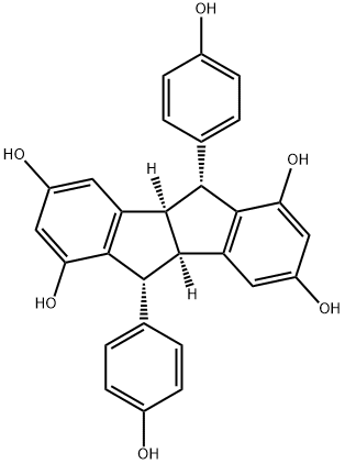 Indeno[2,1-a]indene-1,3,6,8-tetrol, 4b,5,9b,10-tetrahydro-5,10-bis(4-hydroxyphenyl)-, (4bR,5R,9bR,10R)- 结构式