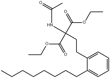 Propanedioic acid, 2-(acetylamino)-2-[2-(2-octylphenyl)ethyl]-, 1,3-diethyl ester 结构式