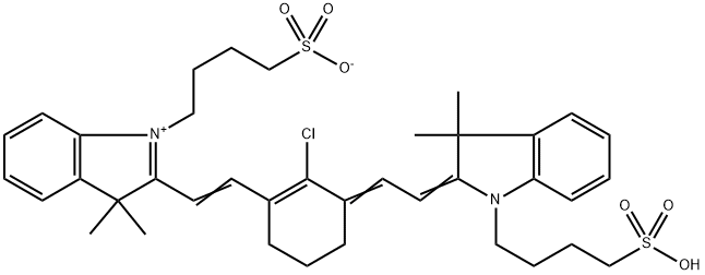 3H-吲哚鎓,2-[2-[2-氯-3-[2-[1,3-二氢-3,3-二甲基-1-(4-磺基丁基)-2H-吲哚-2-亚基]亚乙基]-1-环己烯-1-基]乙烯基]-3,3-二甲基-1-(4-磺丁基)-内盐 结构式