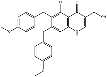 4(1H)-Quinolinone, 5-chloro-3-(hydroxymethyl)-6,7-bis[(4-methoxyphenyl)methyl]- 结构式