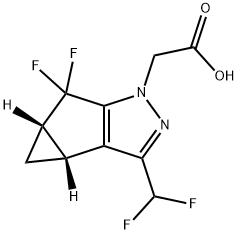 2-((3BR,4AS)-3-(二氟甲基)-5,5-二氟-3B,4,4A,5-四氢-1H-环丙烷[3,4]环戊[1,2-C]吡唑-1 -基)乙酸 结构式