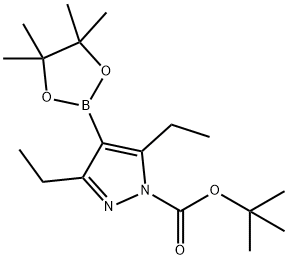 3,5-二乙基-4-(4,4,5,5-四甲基-1,3,2-二氧杂硼杂环戊烷-2-基)-1H-吡唑-1-羧酸叔丁酯 结构式