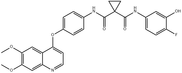 N-[4-[(6,7-Dimethoxy-4-quinolinyl)oxy]phenyl]-N'-(4-fluoro-3-hydroxyphenyl)-1,1-cyclopropanedicarboxamide 结构式