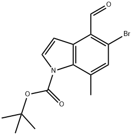 5-溴-4-甲酰基-7-甲基-1H-吲哚-1-羧酸叔丁酯 结构式