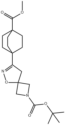 4-(2-BOC-5-氧杂-2,6-二氮杂螺[3.4]辛-6-烯-7-基)双环[2.2.2]辛烷-1-甲酸甲酯 结构式
