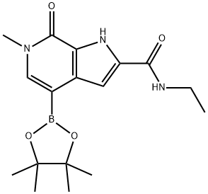 N-ethyl-6-methyl-7-oxo-4-(4,4,5,5-tetramethyl-1,3,2-dioxaborolan-2-yl)-1H-pyrrolo[2,3-c]pyridine-2-carboxamide 结构式