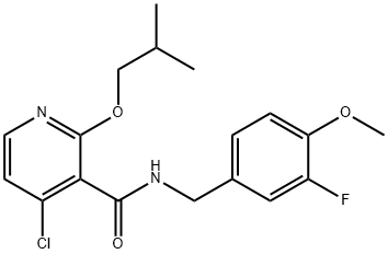 3-Pyridinecarboxamide, 4-chloro-N-[(3-fluoro-4-methoxyphenyl)methyl]-2-(2-methylpropoxy)- 结构式