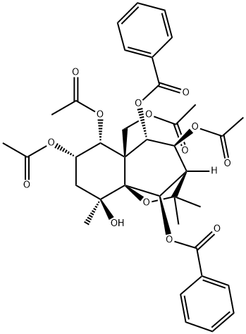 5aH-3,9a-Methano-1-benzoxepin-4,5,6,7,9,10-hexol, 5a-[(acetyloxy)methyl]octahydro-2,2,9-trimethyl-, 4,6,7-triacetate 5,10-dibenzoate, (3R,4S,5S,5aR,6R,7S,9S,9aS,10R)- 结构式